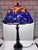Blue 1990s Authentic Dale Tiffany Stained Glass Peacock Table Lamp Bronze Signed Pull Chain For Sale - Image 8 of 8