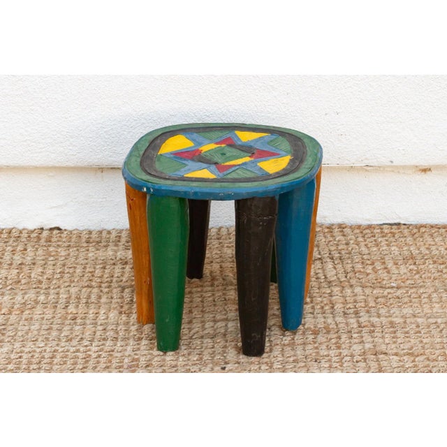Whimsical Multicolor African Table For Sale In Los Angeles - Image 6 of 8