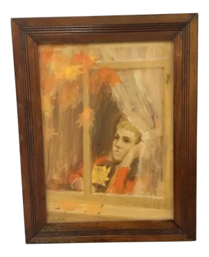 1960s Figurative Gouache on Board Portrait by Carl Cassler