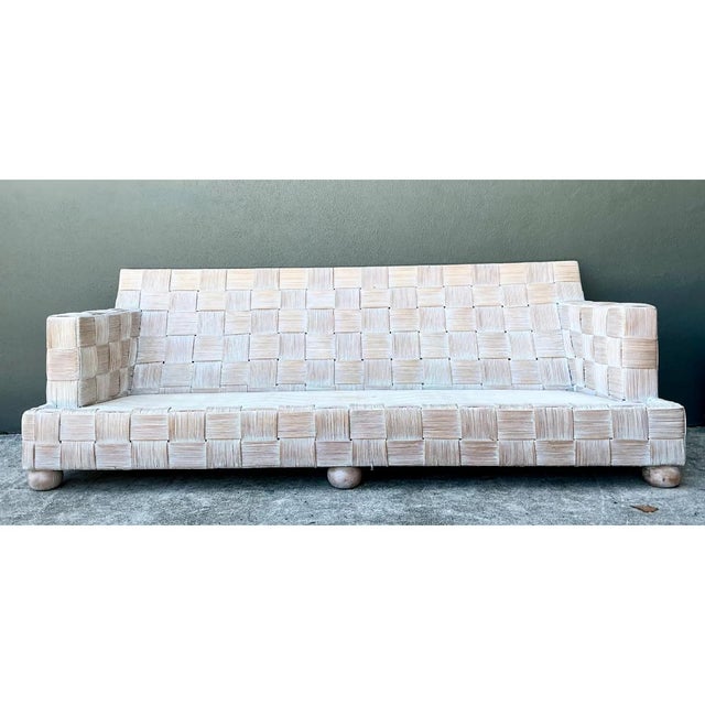 Vintage Rattan Woven Sofa After John Hutton for Donghia For Sale - Image 11 of 12