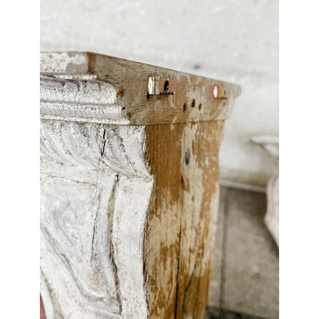 Antique White Painted Wood Wall Brackets - A Pair For Sale - Image 11 of 12