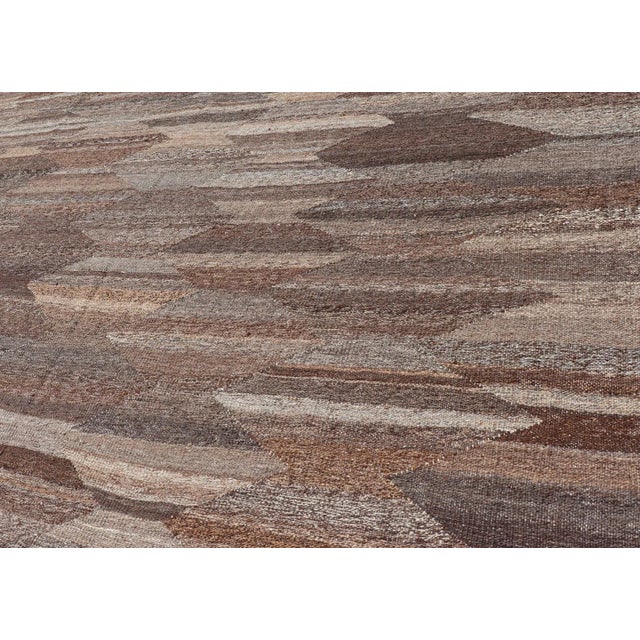 2020s Natural Brown Color-Tone Flat-Weave Kilim by Keivan Woven Arts 6'9 X 9'9 For Sale - Image 5 of 13