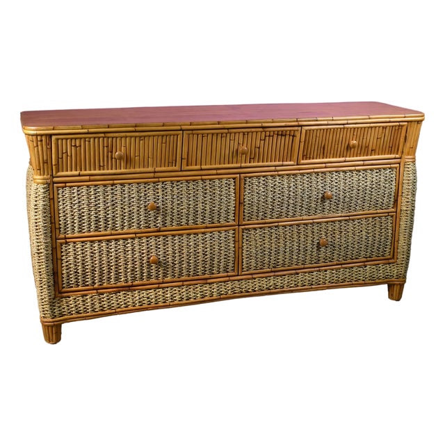 1970s Twisted Rattan and Cane Desk Attributed to Bielecky Brothers For Sale