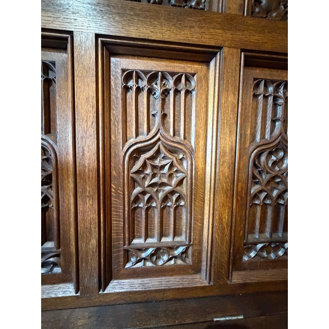 Antique Heavily Carved German Bench Oak 1800s For Sale - Image 10 of 10