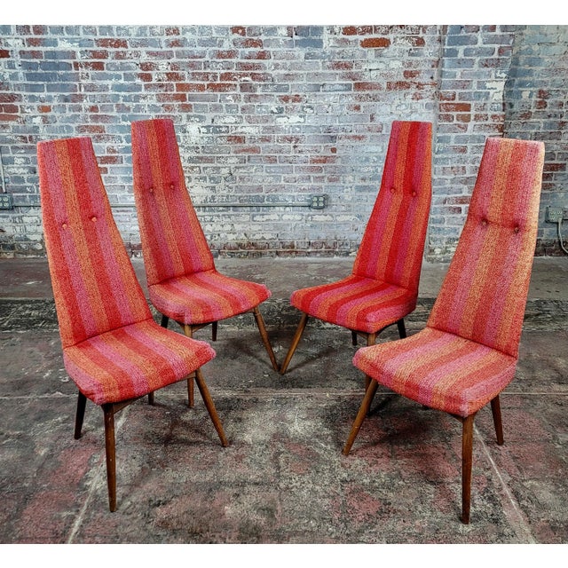American Adrian Pearsell 1960s Midcentury High Back Chairs W/Original Fabric-Set of 4 For Sale - Image 3 of 12