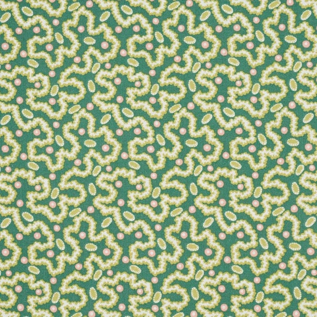 Traditional SAMPLE - Schumacher Leonie Vermicelli Fabric In Leaf For Sale - Image 3 of 5