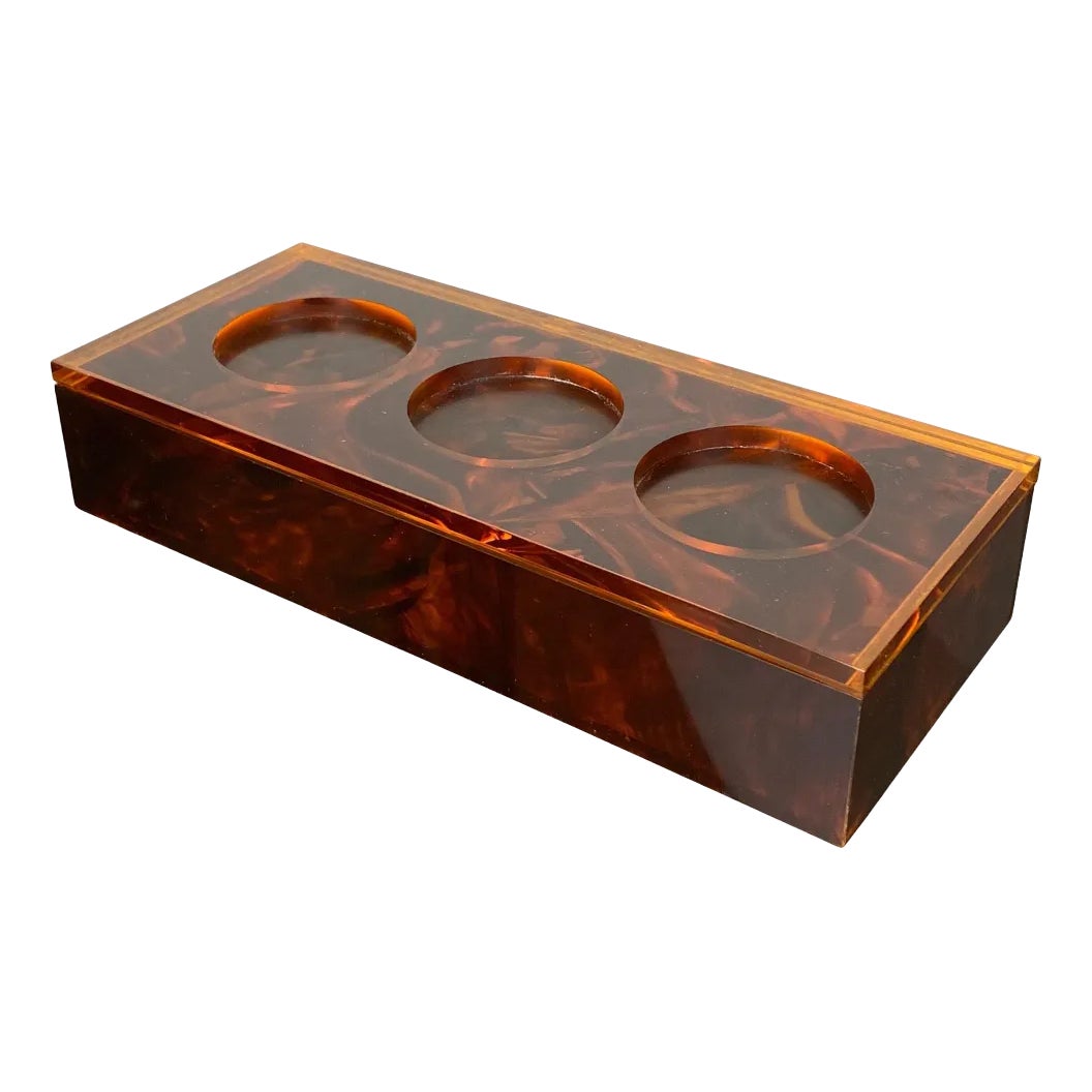 Acrylic Tortoise Shell Effect Rectangular Box, Italy, 1970s | Chairish