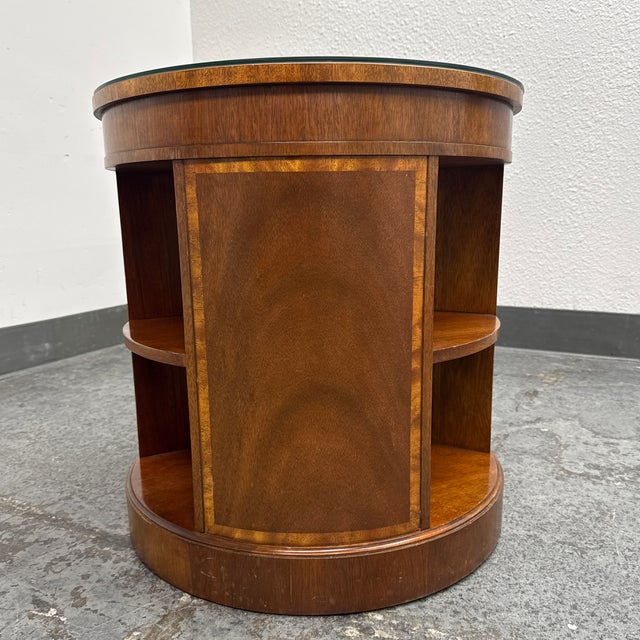 Late 20th Century Baker Furniture Empire Georgian Style Flame Mahogany Drum Side Table, Vintage For Sale - Image 5 of 12