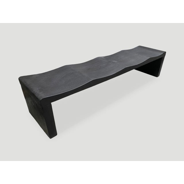 Charcoal Andrianna Shamaris Impressive Long Charred Wave Bench For Sale - Image 8 of 18
