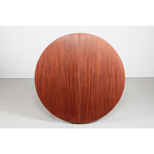 Brown Large Round Dining Table Mahogany by Ole Wanscher for A. J. Iversen, Denmark, 1950s For Sale - Image 8 of 18