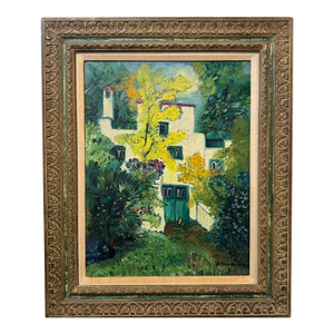 Oil on Canvas, Mediterranean Villa With Garden Artist: Johannes Schiefer