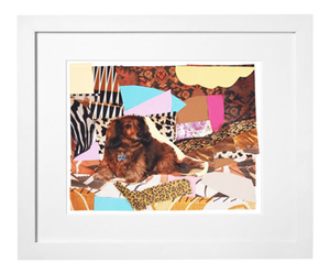 Mickalene Thomas 2012 Limited Edition Print Entitled “Pricilla Le Petit Chien". Numbered 62/150 and Signed.