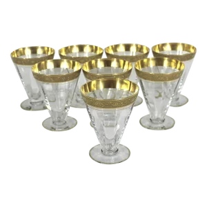 Vintage Minton by Tiffin Franciscan Juice Glasses With Gold Rim- Set of 8