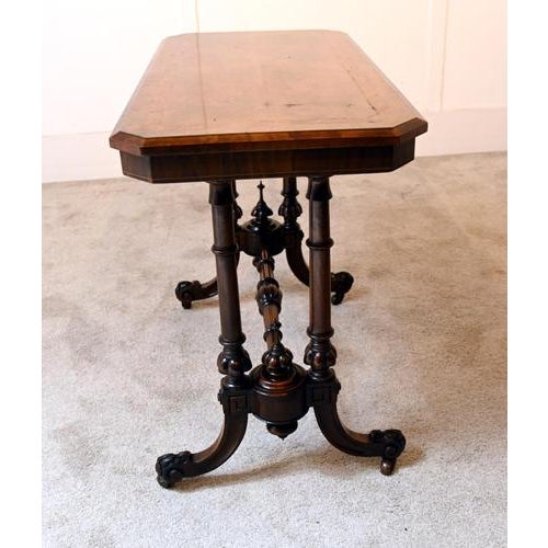 Brown Antique Victorian Writing Table in Walnut, 1880s For Sale - Image 8 of 11