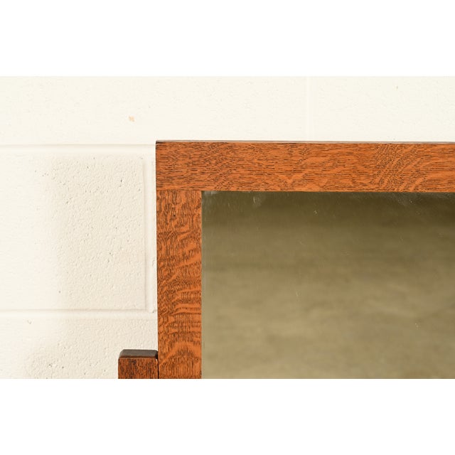 Limbert Style Antique Mission Oak Arts & Crafts Vanity or Dressing Table With Mirror, Circa 1910 For Sale In South Bend - Image 6 of 14