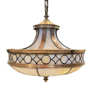1900s Caldwell Leaded Glass Neoclassical Style Lantern For Sale