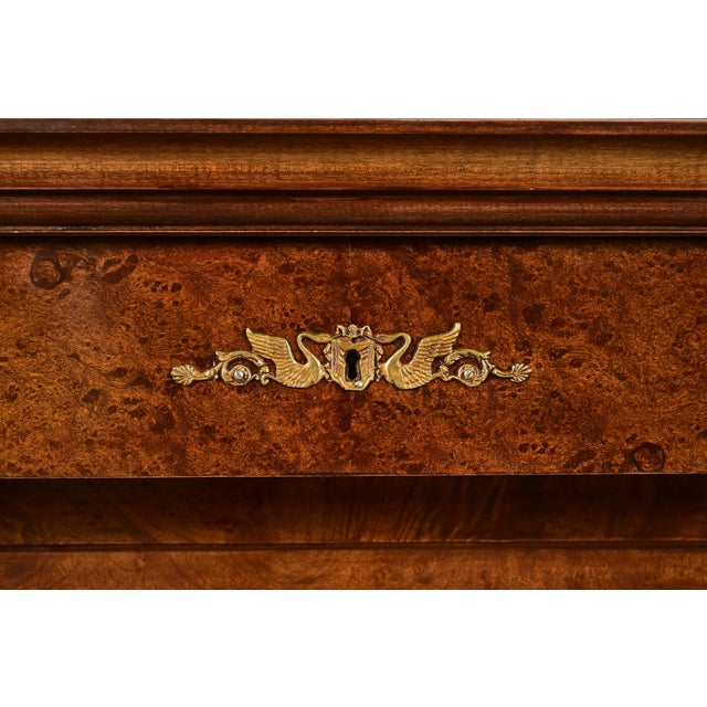 Brown Baker Furniture Style French Empire Burl Wood Sideboard or Bar Cabinet With Mounted Ormolu For Sale - Image 8 of 15