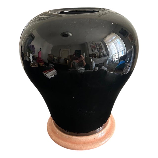 Large Enameled Ceramic Vase, 1980s For Sale