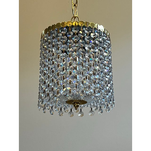 Vintage Hollywood Regency Crystal Waterfall Pendant Light For Sale - Image 12 of 12