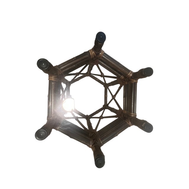 Wood 1960s McGuire Glass-Top Dining Table and Chairs – 7 Pieces For Sale - Image 7 of 17