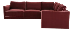 Willow Berry Red with Mauve Piping Modular 5-Piece Performance Velvet L Sectional