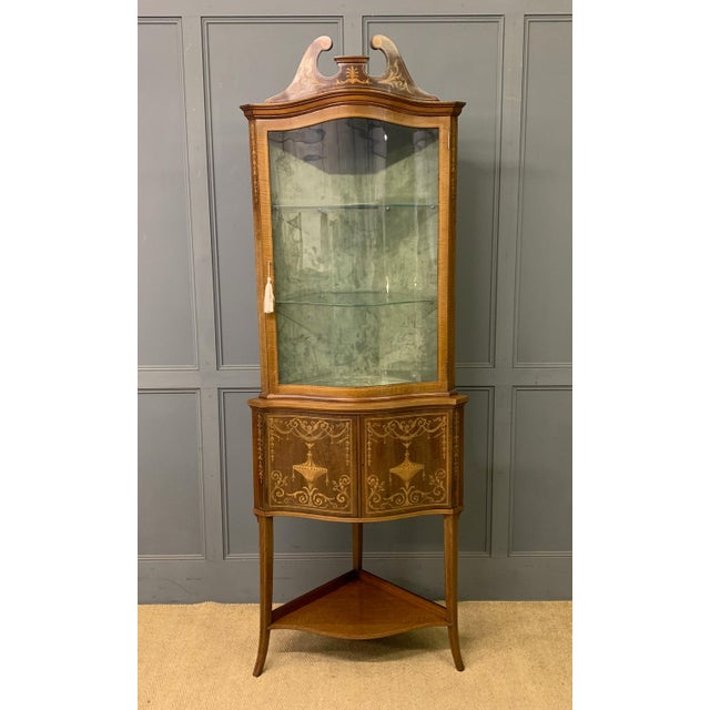 Inlaid Mahogany Corner Cabinet, 1900s For Sale - Image 9 of 9