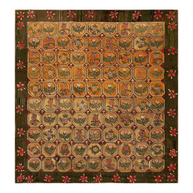 Antique American Hooked Rug For Sale