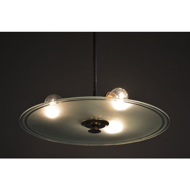 Silver Bauhaus Chandelier in Chrome, Steel and Frosted Glass, Czech, 1930s For Sale - Image 8 of 9