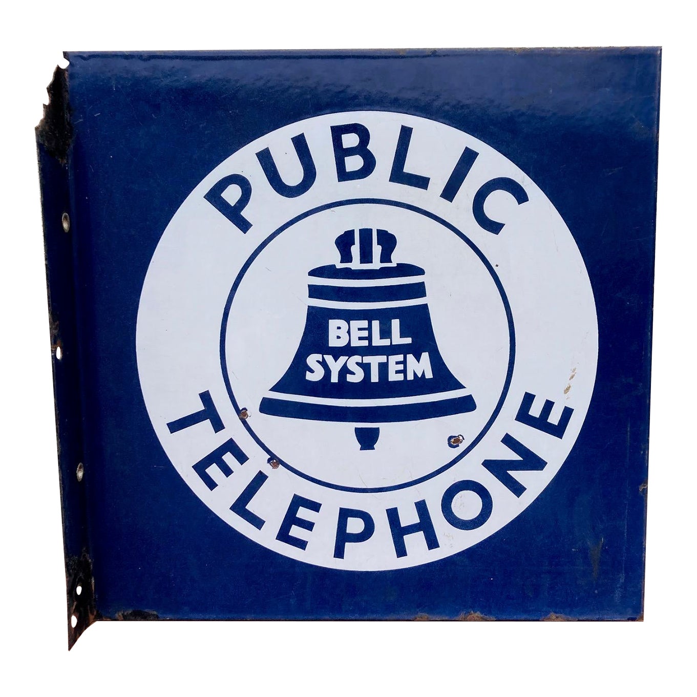 1940s Enamel Public Telephone Bell System Sign | Chairish