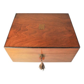 Victorian Military Campaign Burr Walnut Writing Slope Tooled Leather Skiver, Set of 4 For Sale