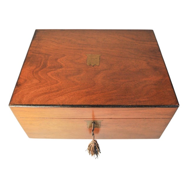Victorian Military Campaign Burr Walnut Writing Slope Tooled Leather Skiver, Set of 4 For Sale