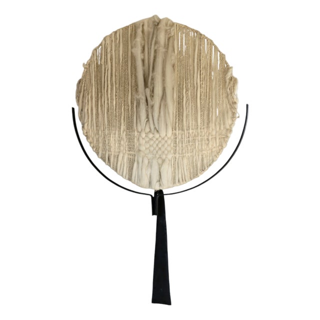 Large Wall Sconce with Raw Wool Shade, 1950s For Sale