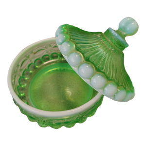 Mosser Eye Winkler Green Opalescent Candy Dish