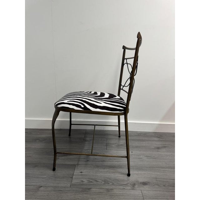1940s Iron Chairs in Zebra Print Velvet by Rene Prou, 1940s, Set of 2 For Sale - Image 5 of 9