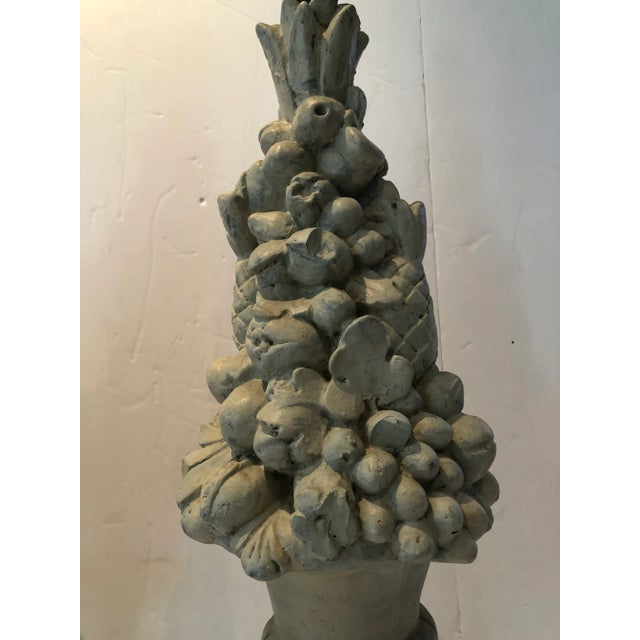 Rustic European Vintage Plaster Topiary Form Lamps-A Pair For Sale - Image 3 of 10