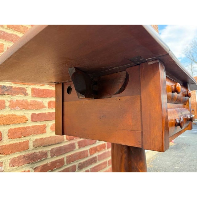 19th Century Antique 19th Century American Empire Flame Mahogany Drop Leaf Side Table For Sale - Image 5 of 16