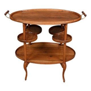 Early 20th Century Walnut Serving Bar Cart For Sale