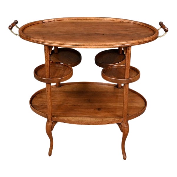 Early 20th Century Walnut Serving Bar Cart For Sale
