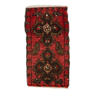 Red & Brown Vintage Mini Rug For Sale