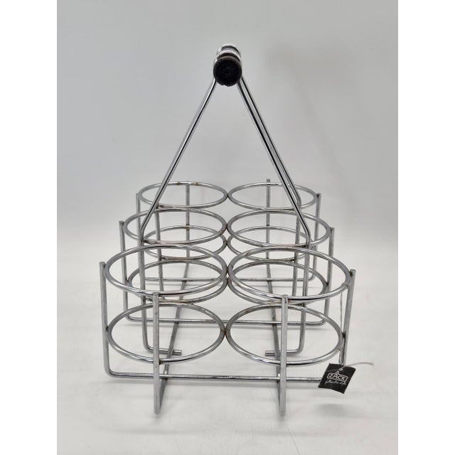 1980s Vintage 6-Bottle Rack in Chrome-Plated Steel and Wood from Zack, 1980s For Sale - Image 5 of 11