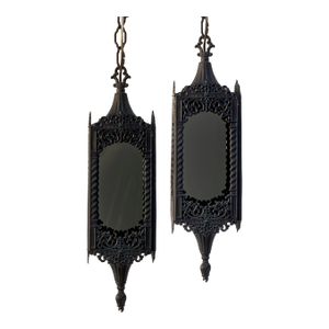 Mid 20th Century Black Hanging Lanterns a Pair