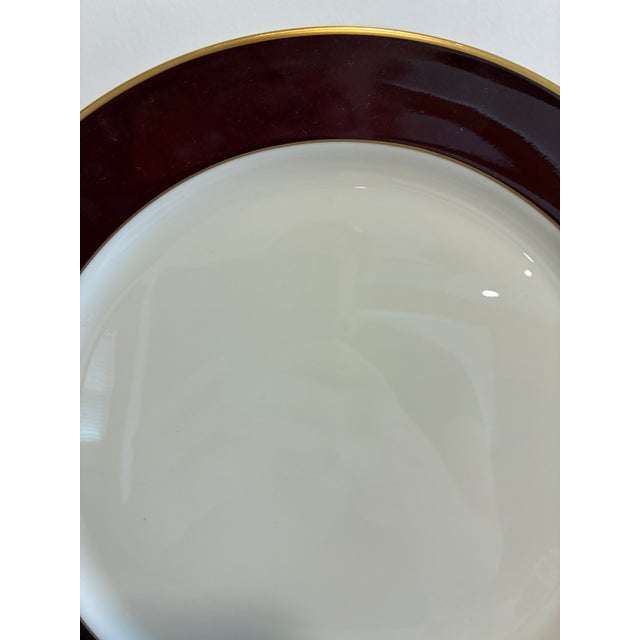Art Deco Vintage Pickard Fine China Dinner Plates, Set of 8, Burgundy & Gold Band For Sale - Image 3 of 11