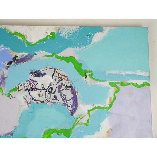 Vintage Mid 20th Century Abstract Blue Lavender Painting For Sale - Image 4 of 8
