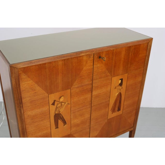 Wood Bar Cabinet with Wood Inlays, Italy, 1950s For Sale - Image 7 of 18