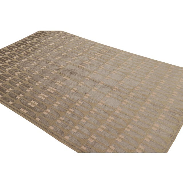 Rug & Kilim Austrian Art Deco Rug Modern Green Wool and Silk For Sale - Image 4 of 7