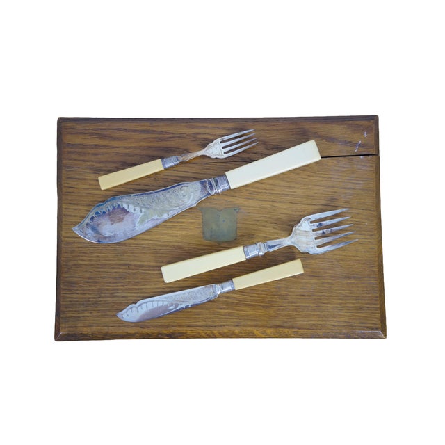 Victorian Antique Victorian Silverplate Celluloid Fork Knife Fish Serving Set With Box - 27 pcs For Sale - Image 3 of 18