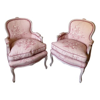 Pair of Mid 20th Century French Bergere Chairs For Sale