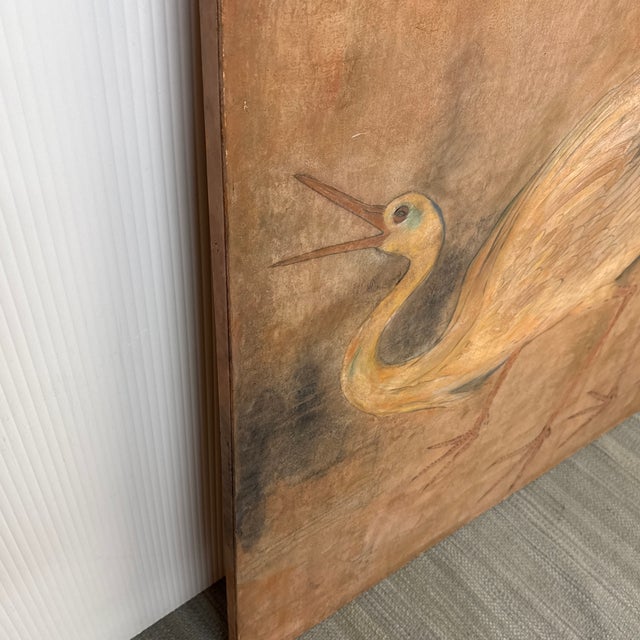 Large Scale Artwork of Two Cranes in Action, Gouache on Paper For Sale - Image 11 of 12