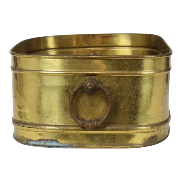 Large Vintage Oval Brass Planter For Sale - Image 4 of 16