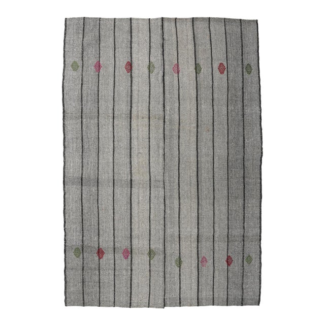 Gray Vintage Turkish Modern Kilim - 6`9″ X 9`8″ For Sale